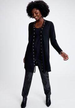 Pearl Trim Carefree Cashmere Cardigan