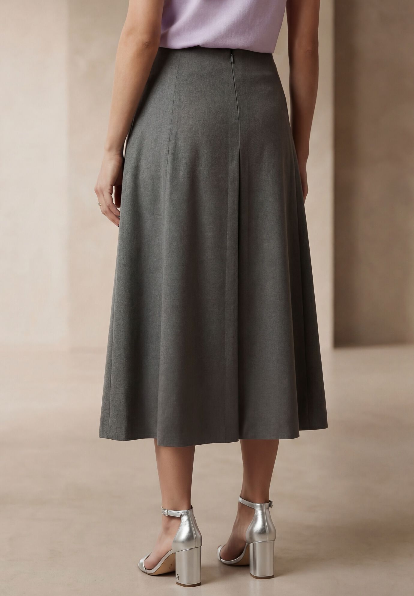 Pleated A-Line Skirt, CHARCOAL, on-hover image number 1