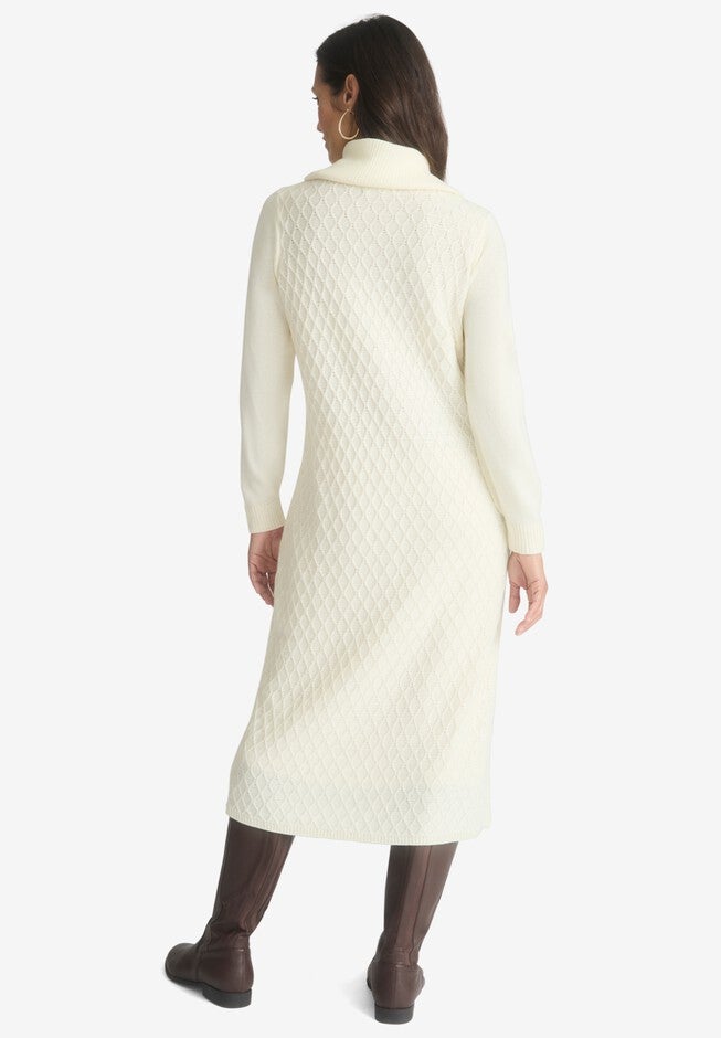Textured Cowlneck Sweater Dress, , on-hover image number null
