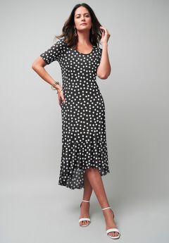 Stretch Knit Flounce Hem Maxi Dress
