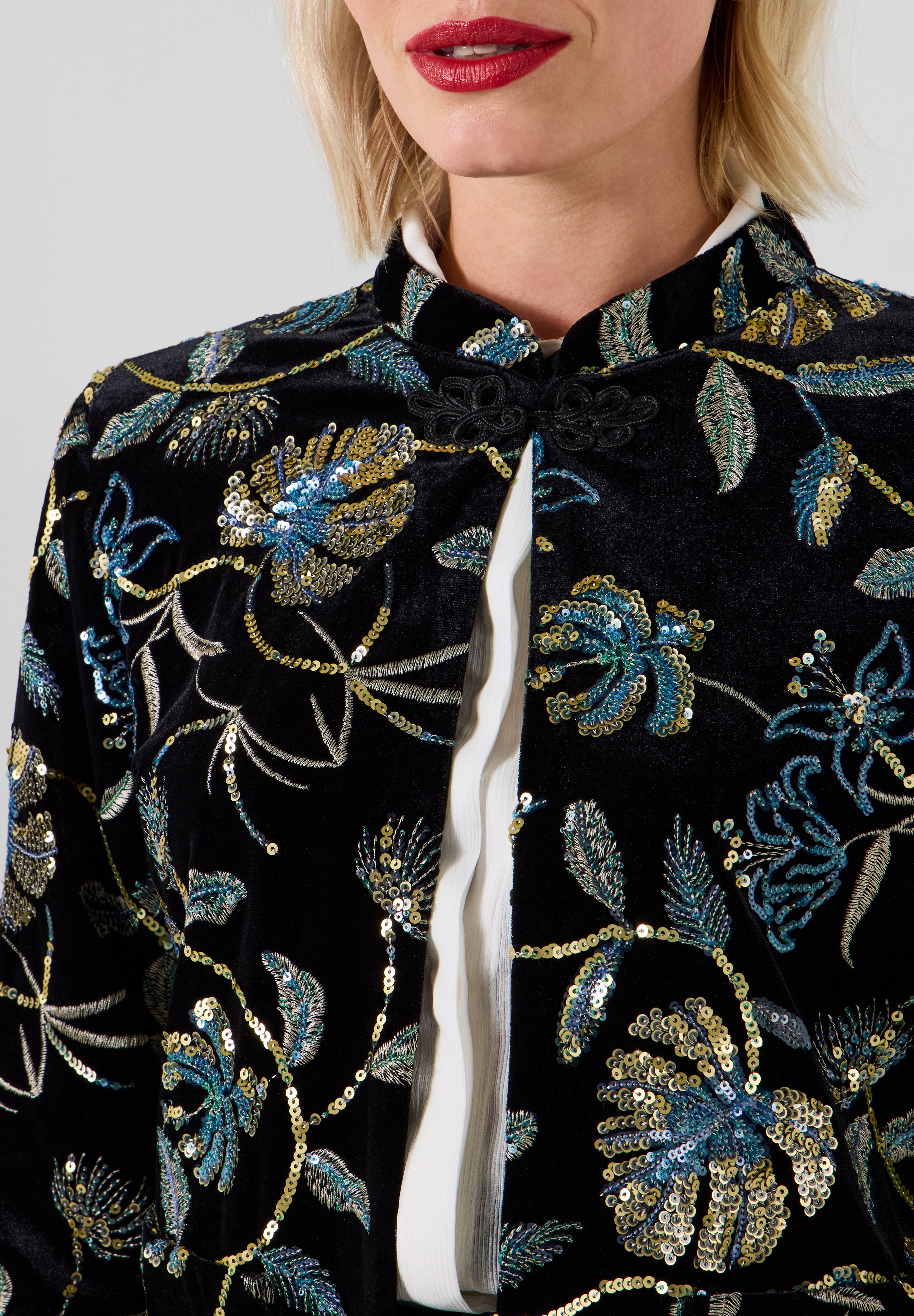 Sequin Lady Jacket, GOLD FLORAL SEQUIN, alternate image number 2