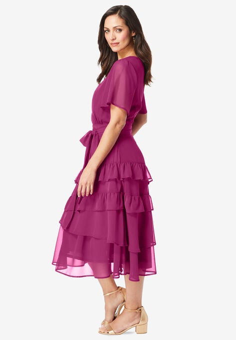 V-Neck Tiered Dress, , alternate image number null