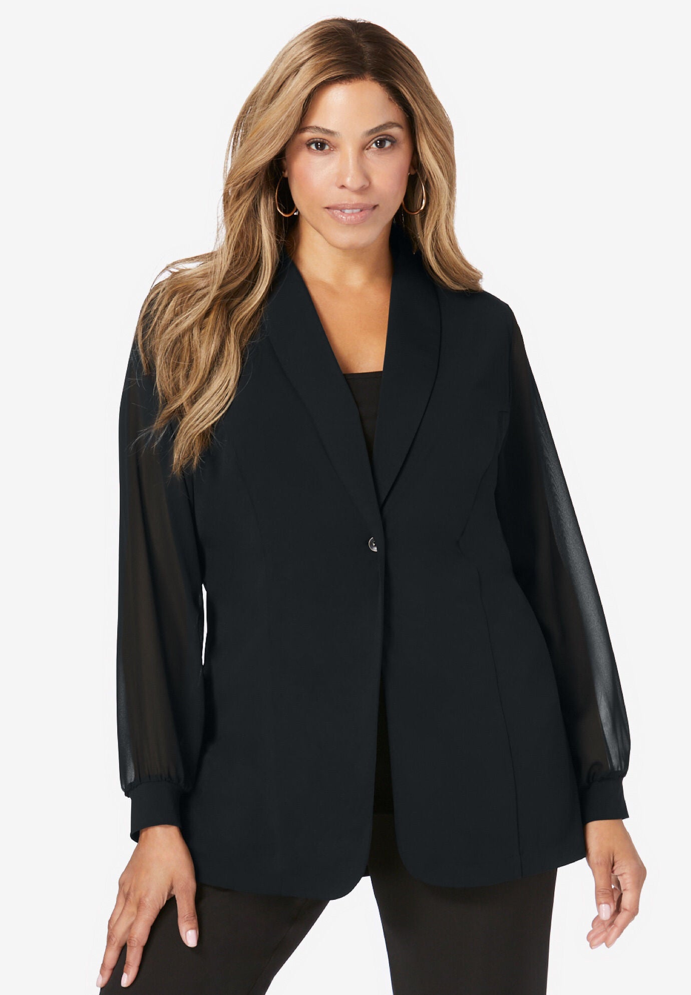 BLACK BLAZER WITH SHEER SKIRT