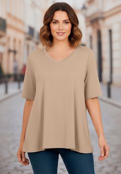 Plus Size Trendy Short-Sleeve V-Neck Tunics