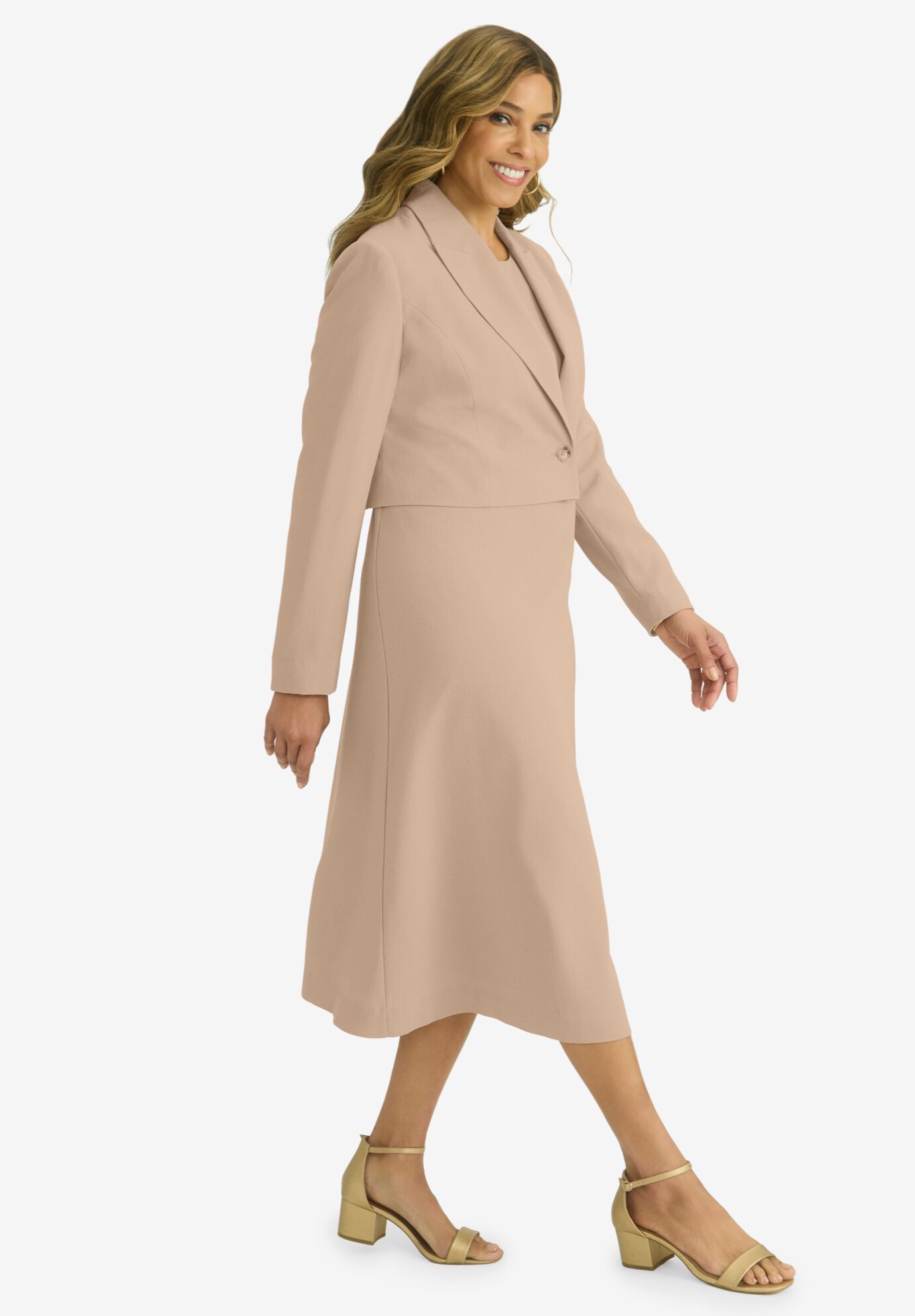Cropped Jacket Dress, NEW KHAKI, alternate image number 2