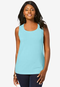 Stretch Cotton Horseshoe Neck Tank
