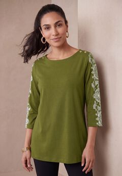 Stretch Cotton Boatneck Tunic