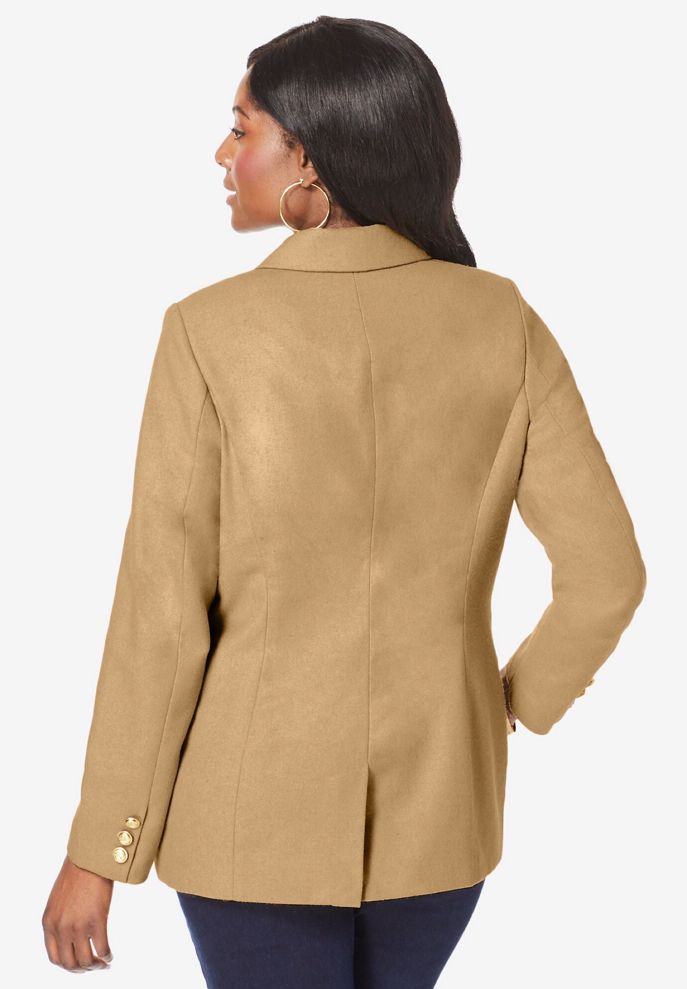 Double Breasted Wool Blazer, IVORY MINI HOUNDSTOOTH, on-hover image number 1