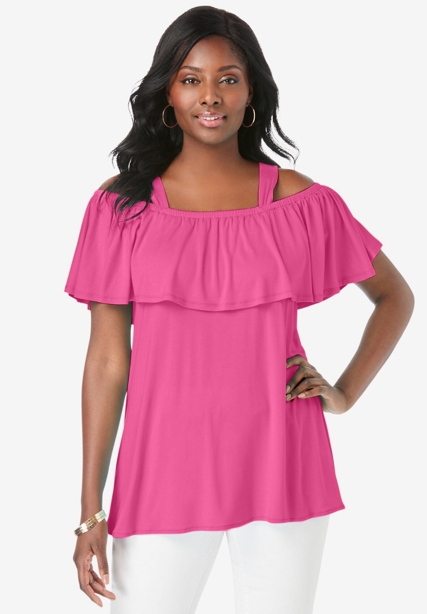 Cold Shoulder Ruffle Tunic | Woman Within