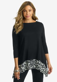 Stretch Sharkbite Tunic With Contrast Hem