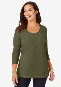 Stretch Cotton Scoop Neck Tee
