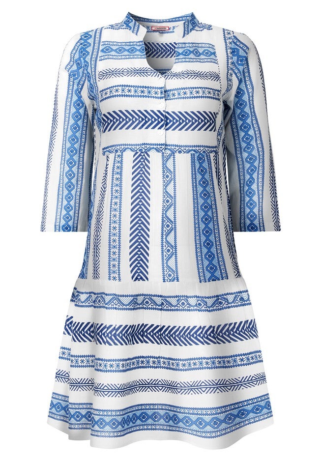Ruffle Hem Cotton Tunic, BLUE STRIPE, alternate image number null