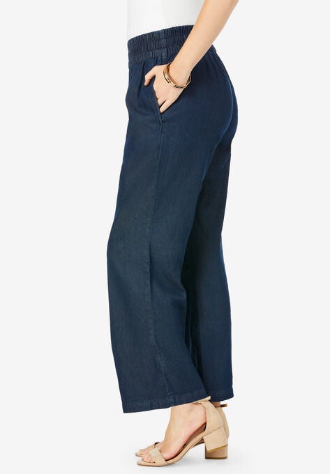 Chambray Wide Leg Pant, , alternate image number null