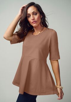 Stretch Cotton Peplum Tunic