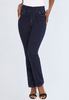 Comfort Waist Stretch Denim Straight Leg Jean