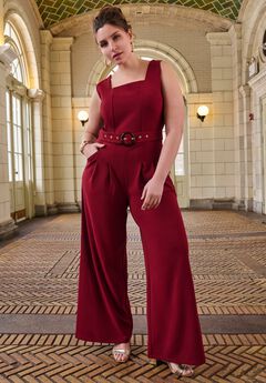 Sleeveless Wide-Leg Crepe Jumpsuit