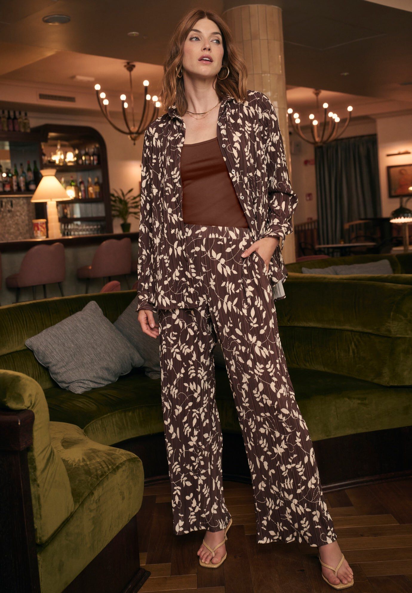 Plisse Wide-Leg Trouser