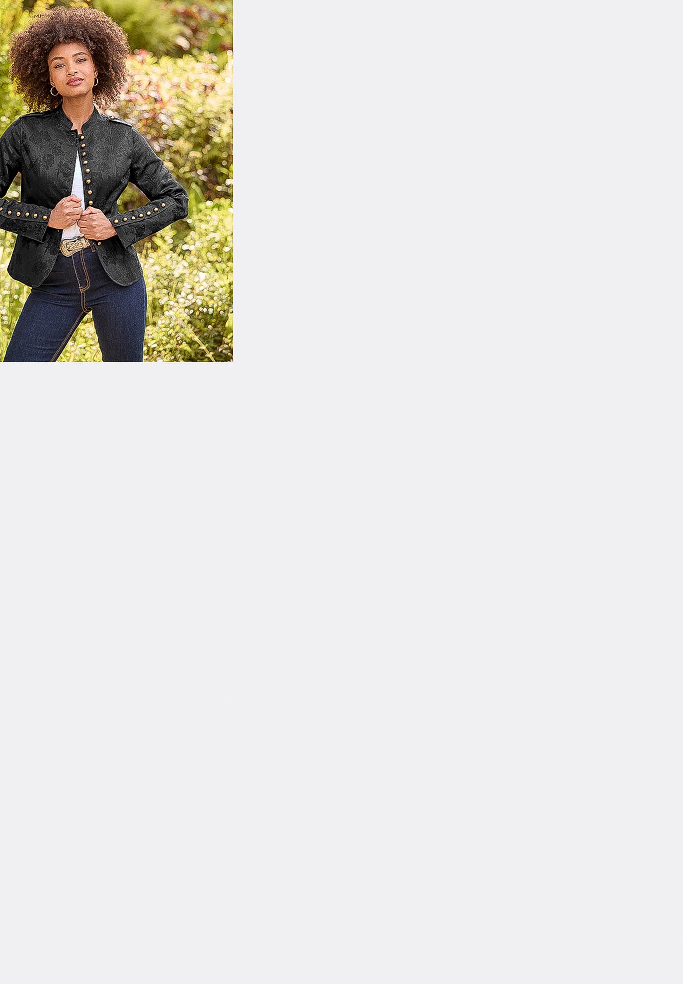 Refined Military Jacket, BLACK, hi-res image number 0