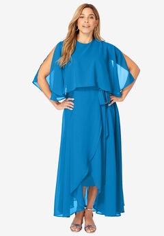 Georgette Maxi Cape Sleeve Dress