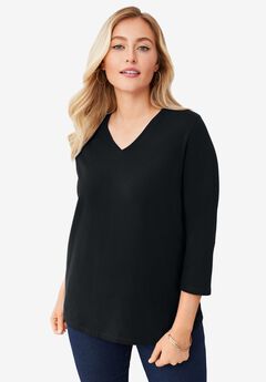 Stretch Cotton V-Neck Tee