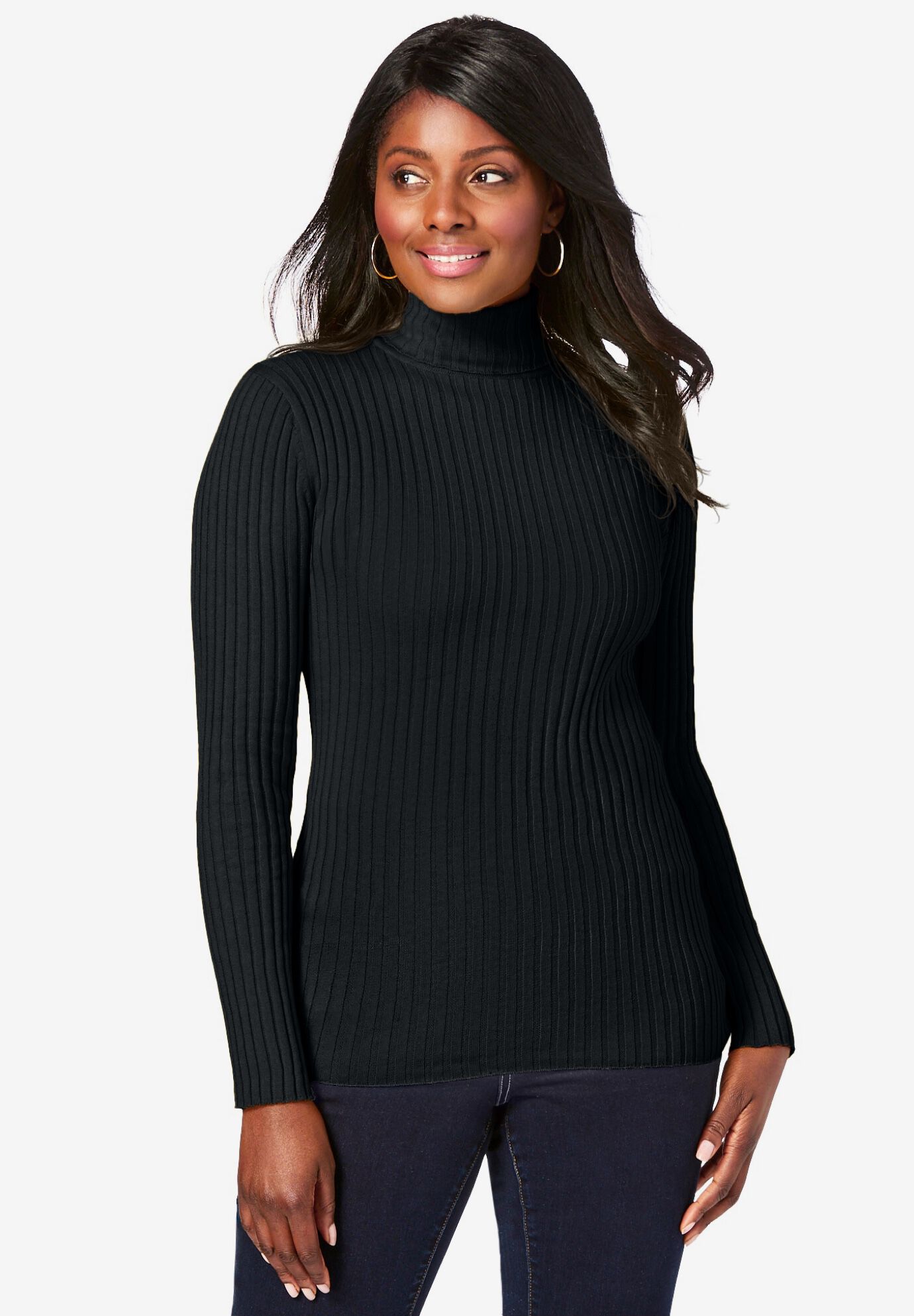 Woman within turtleneck store