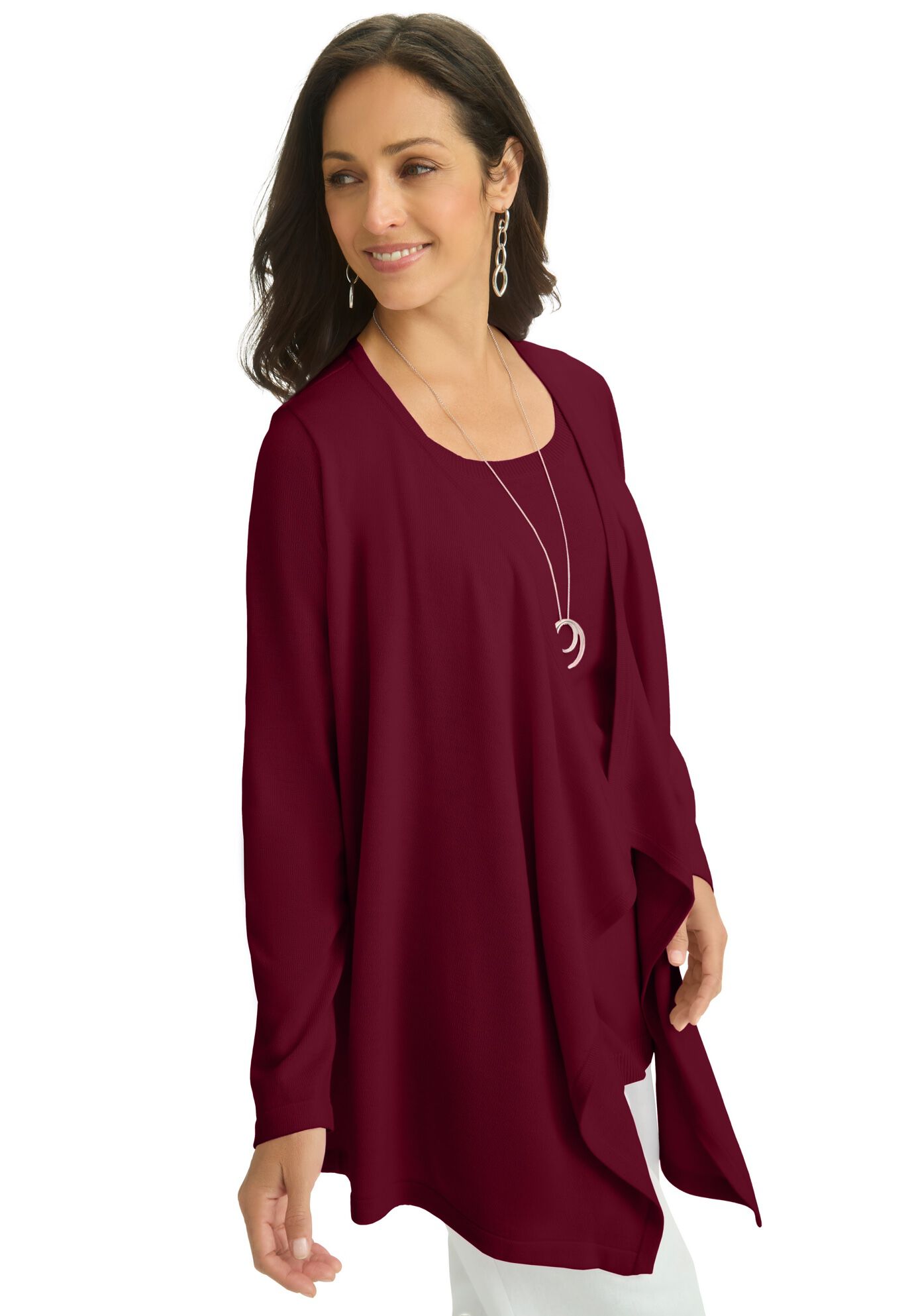 Flyaway Cardigan, MERLOT, alternate image number 2