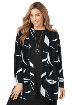 Stretch Knit Open Front Knit Topper