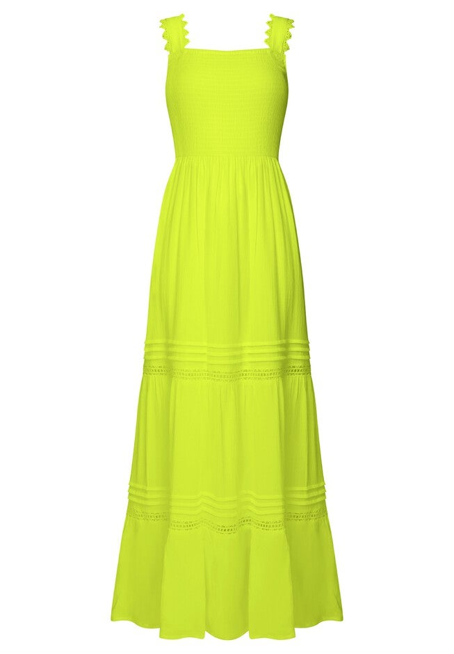 Square Neck Crinkle Maxi Dress, LIME, alternate image number null