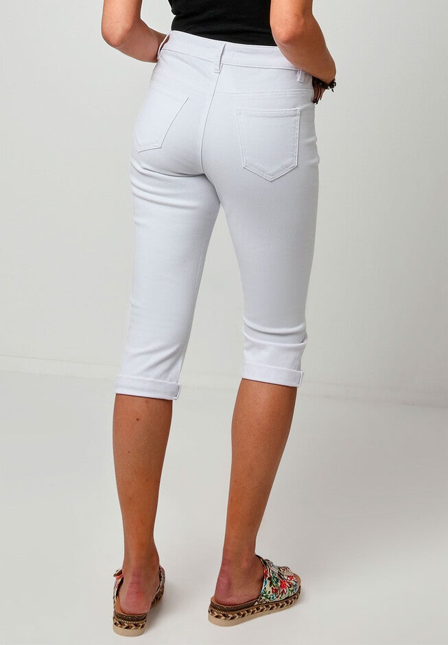 Stretch Denim Capri Pant, WHITE, alternate image number null