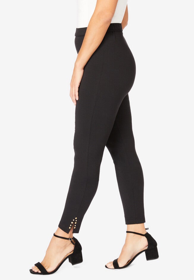 Studded Side Slit Leggings, BLACK, hi-res image number null