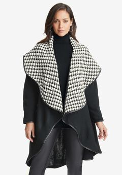 Faux Leather-Trim Sweater