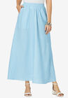 Linen Maxi Skirt, MEADOW BLUE BIAS STRIPE, hi-res image number null