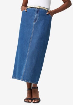 Plus Size Denim Midi Skirts