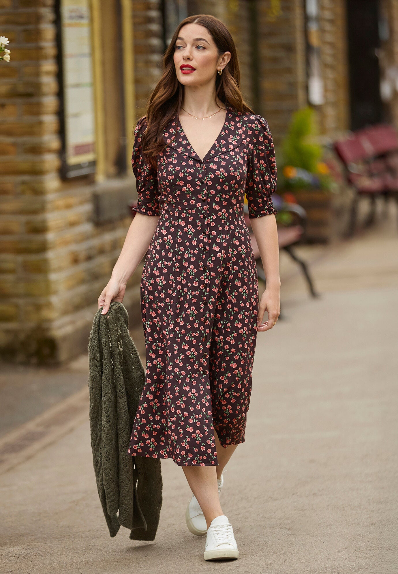 Puff Sleeve Midi Dress