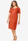Denim Sheath Dress, COPPER RED, hi-res image number null
