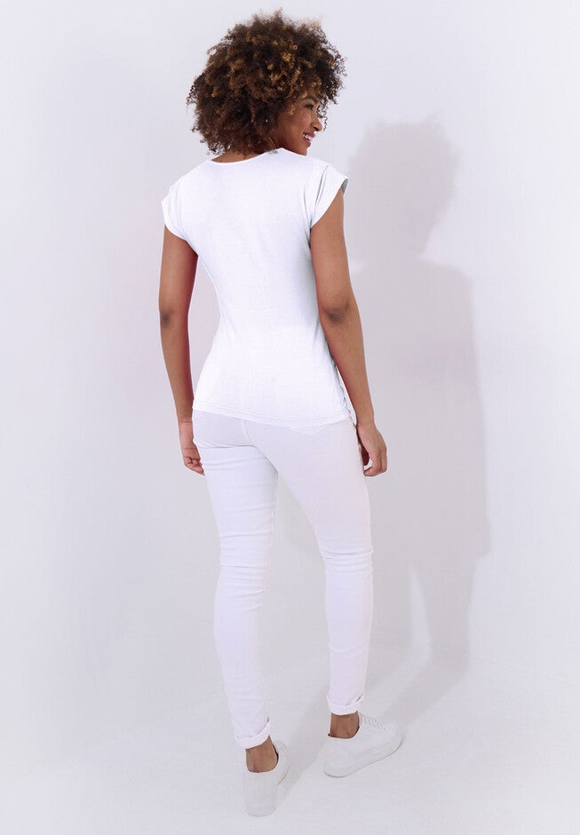 Stretch Knit Half Zip Tee, WHITE, alternate image number null