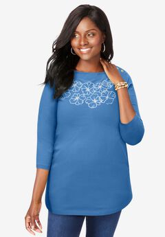 Stretch Cotton Boatneck Tunic