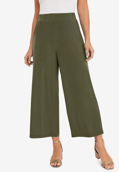 Stretch Knit Wide Leg Crop Pant