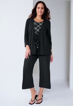 Everyday Stretch Knit Wide Leg Crop Pant