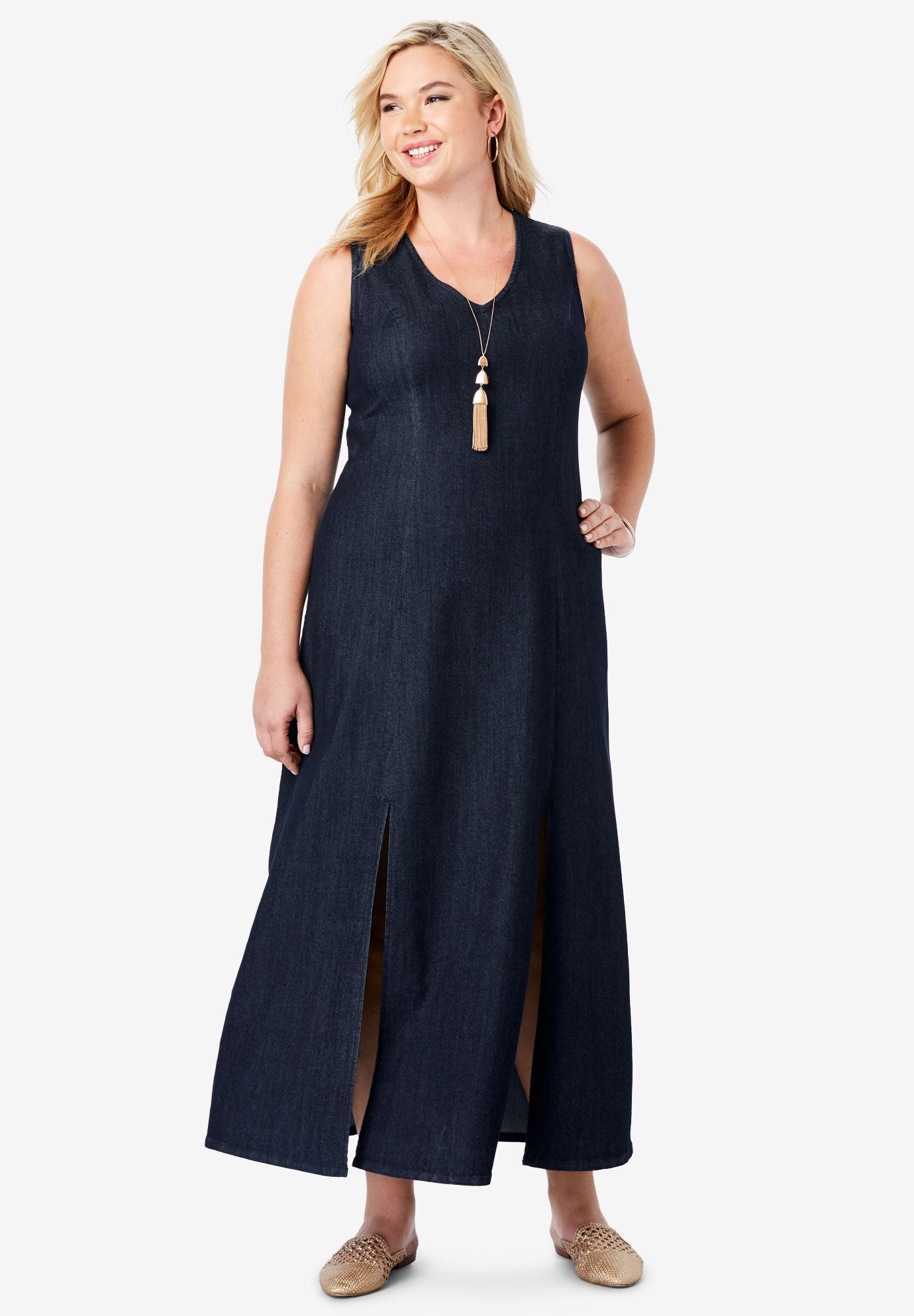 woman within denim dress