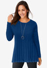 Chevron Fit & Flare Sweater, EVENING BLUE, hi-res image number null
