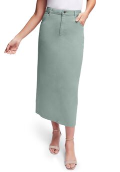 Classic Cotton Denim Midi Skirt