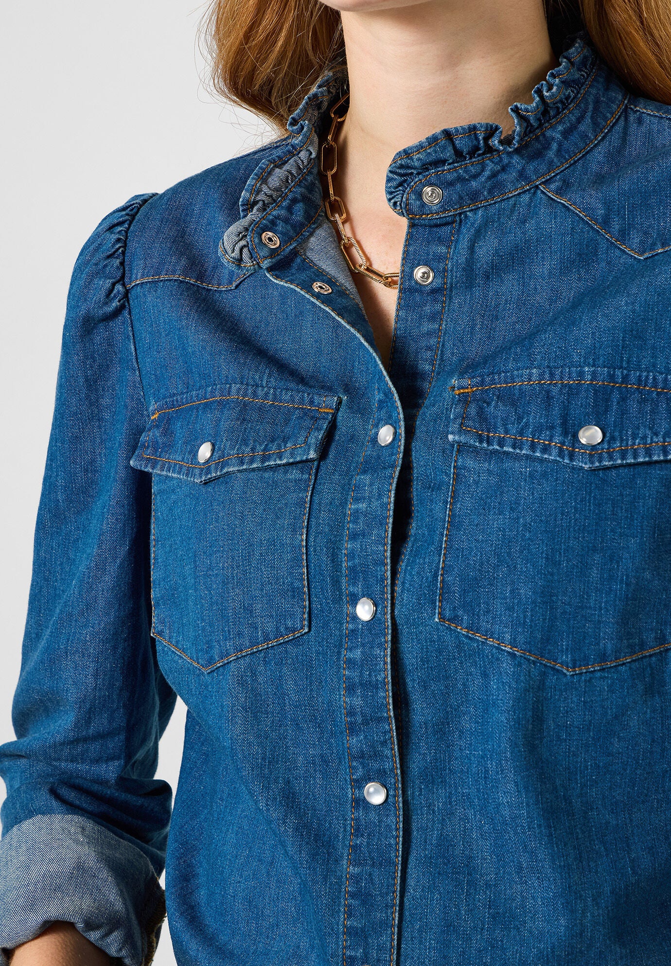 Denim Chambray Shirt, DARK CHAMBRAY, alternate image number 2