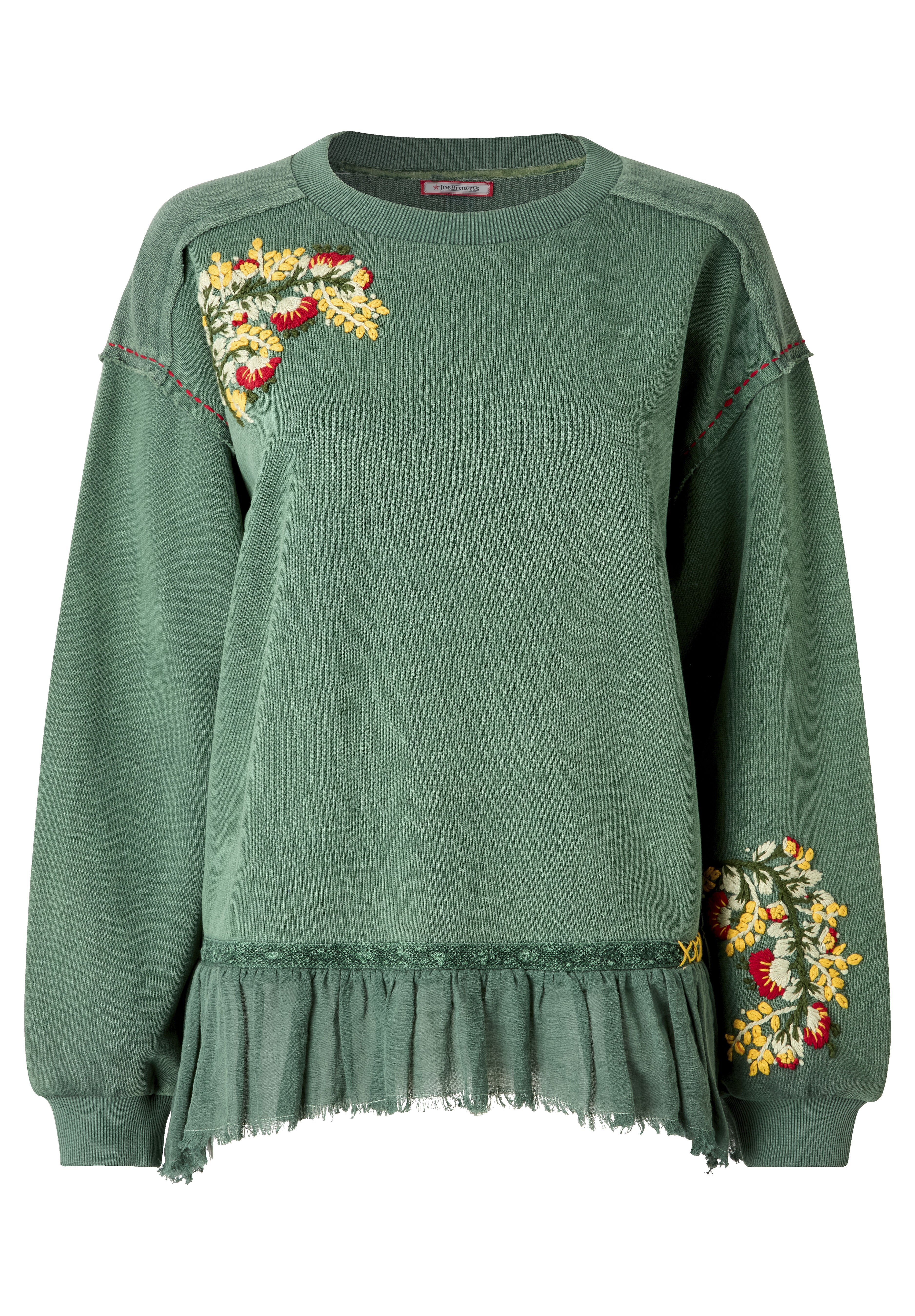 Peplum Blouse, GREEN GARDEN EMBROIDERY, alternate image number 2