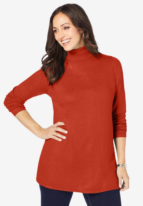 Cotton Cashmere Turtleneck, COPPER RED, hi-res image number null