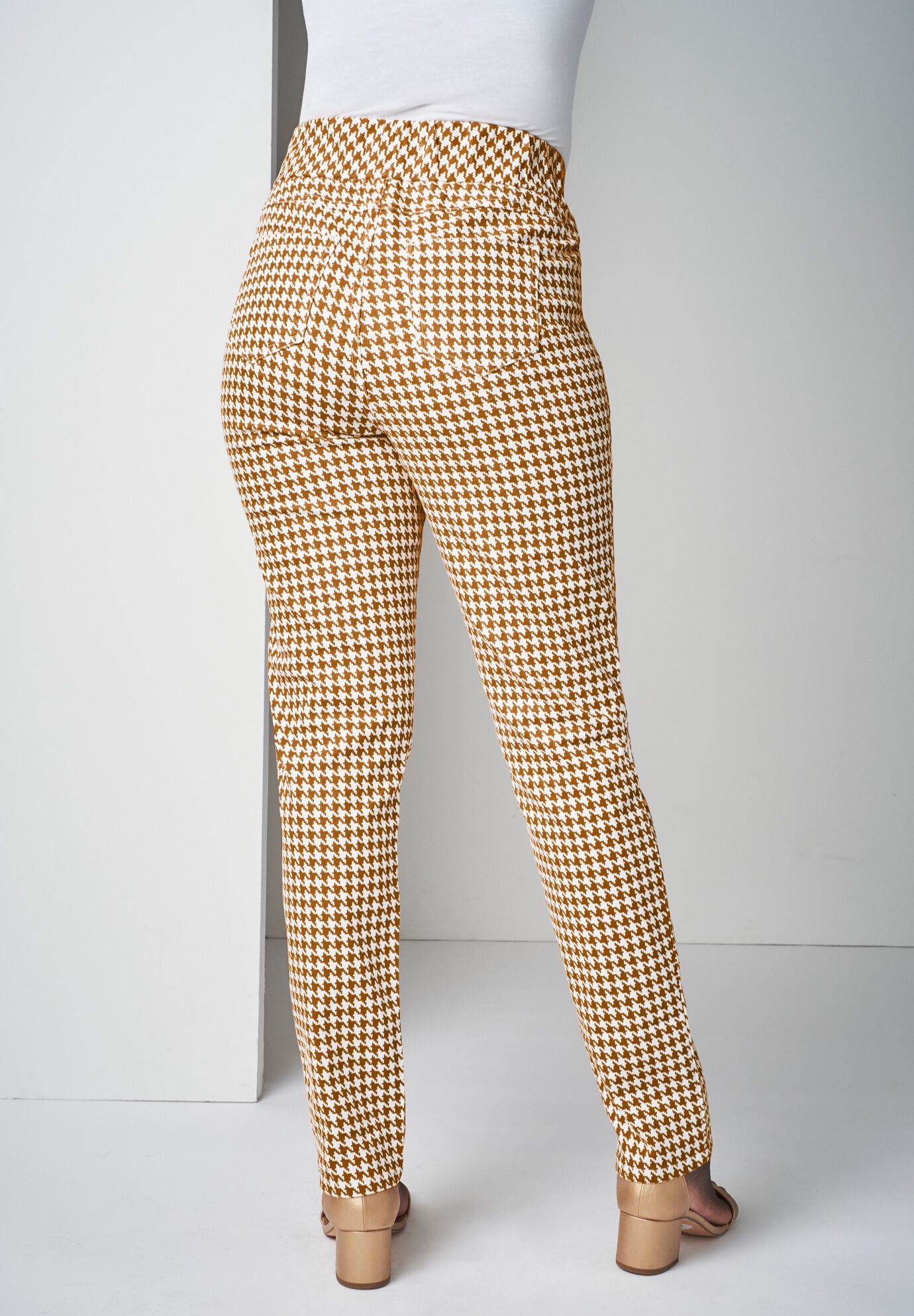Comfort Waist Stretch Denim Straight Leg Jean, CLOVE WHITE HOUNDSTOOTH, on-hover image number 1