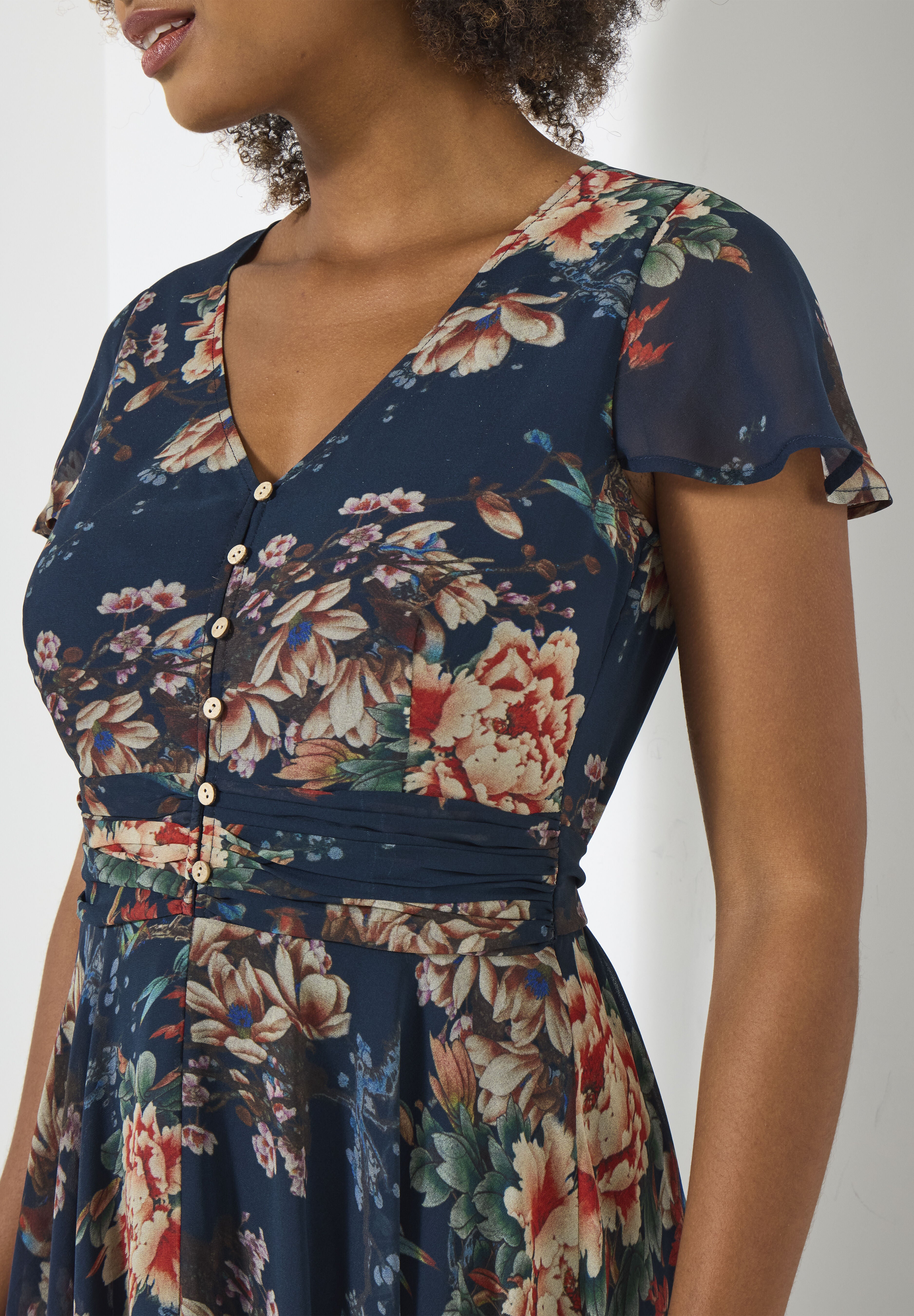 Flutter Sleeve Flyaway Maxi Dress, PRETTY PETALS, alternate image number 2