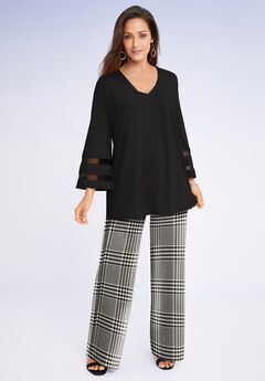 Stretch Knit Wide Leg Pant