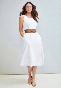 Plus Size White Fit And Flare Dresses