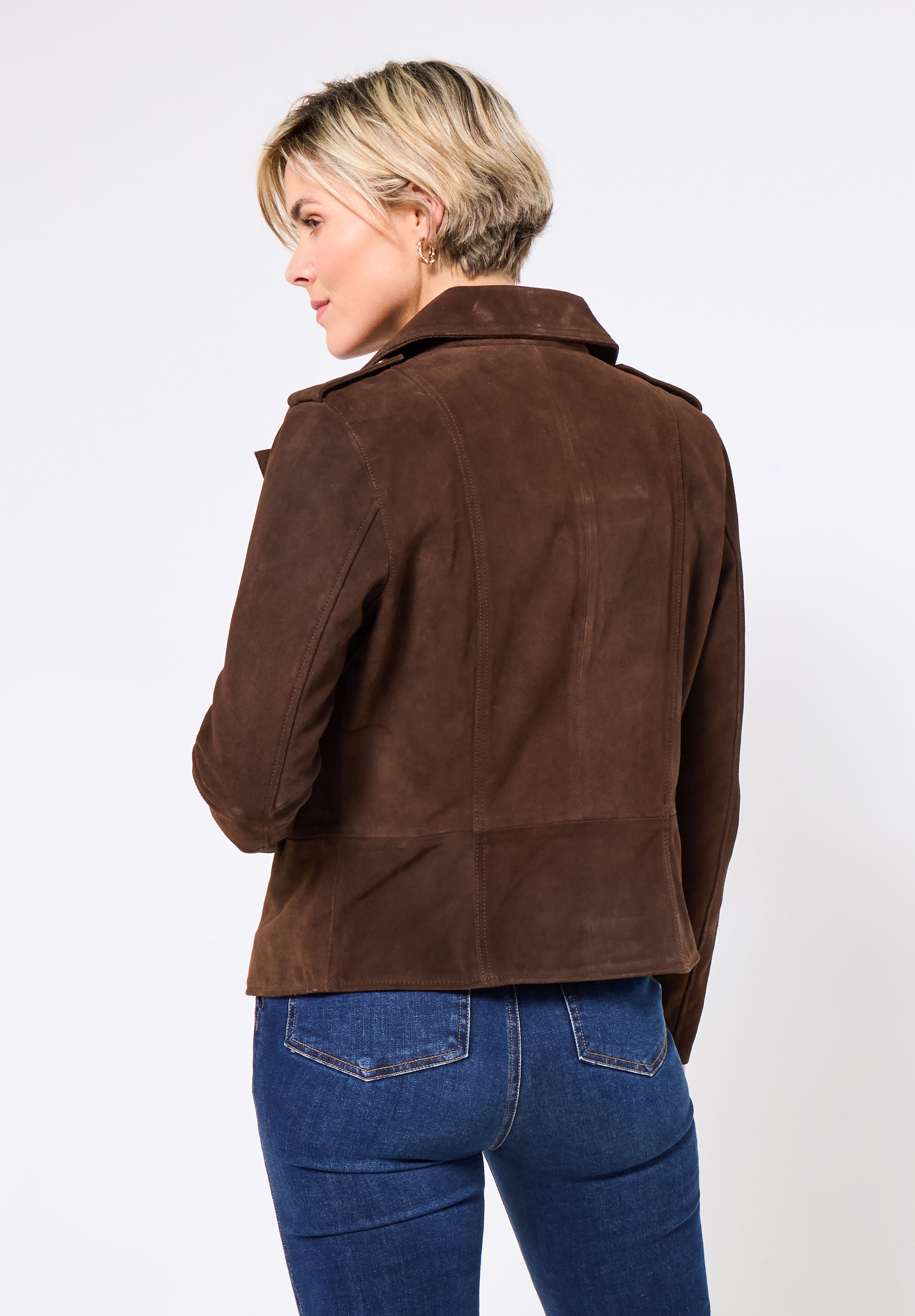 Suede Moto Jacket, CHOCOLATE BROWN, alternate image number 2